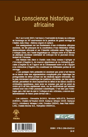 La conscience historique africaine – quatrième de couverture
