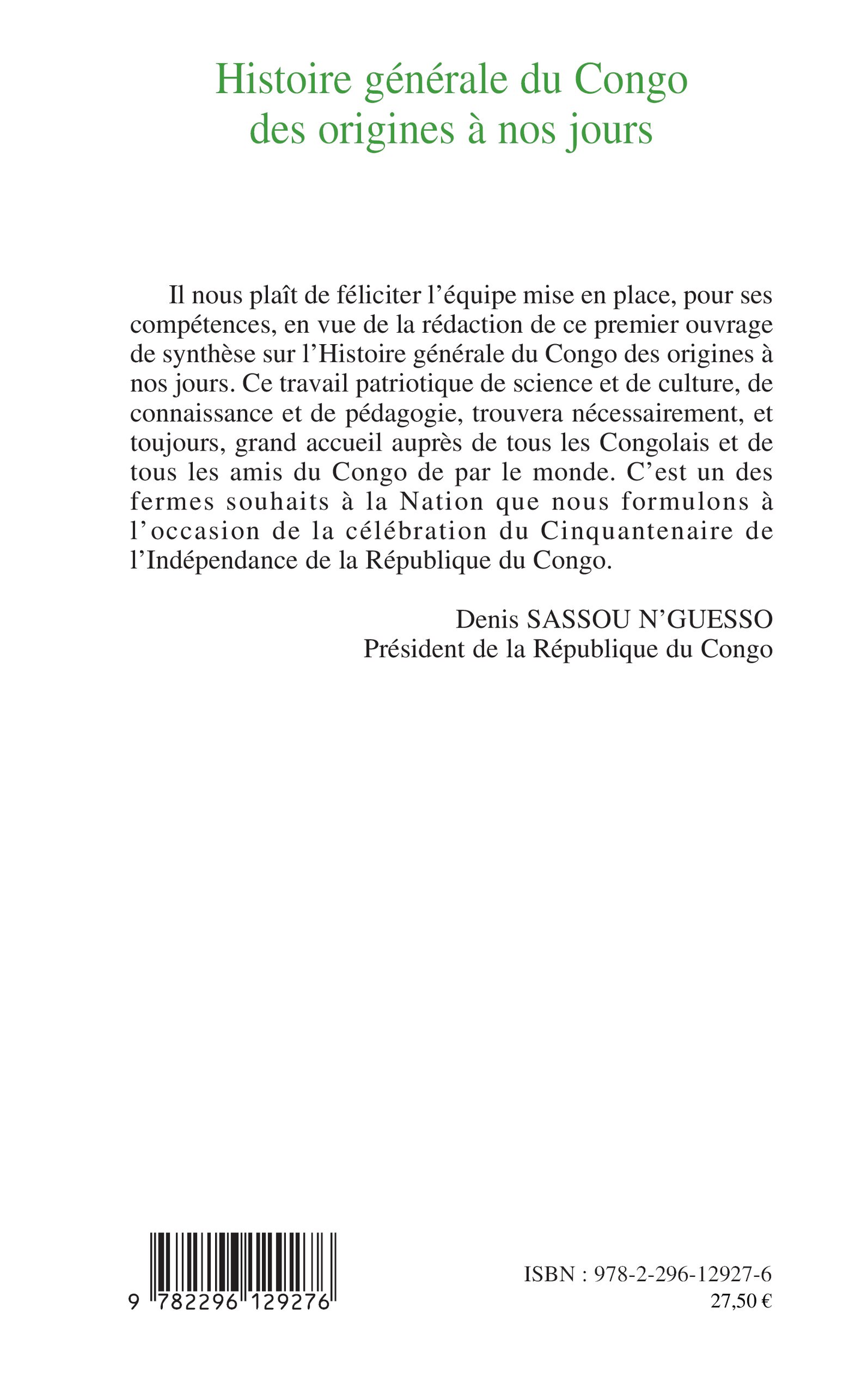 Histoire générale du Congo – 4ème de couverture