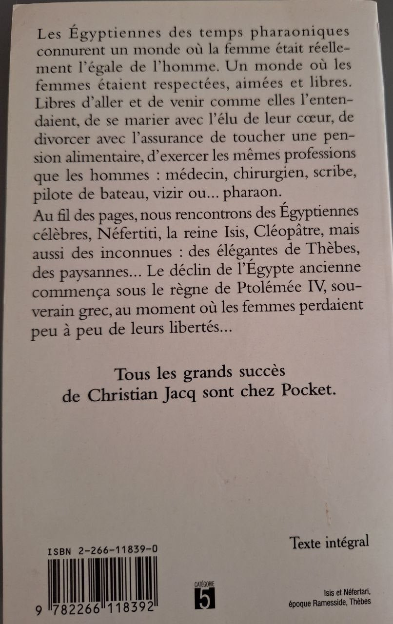 Les Égyptiennes – 4ème de couverture