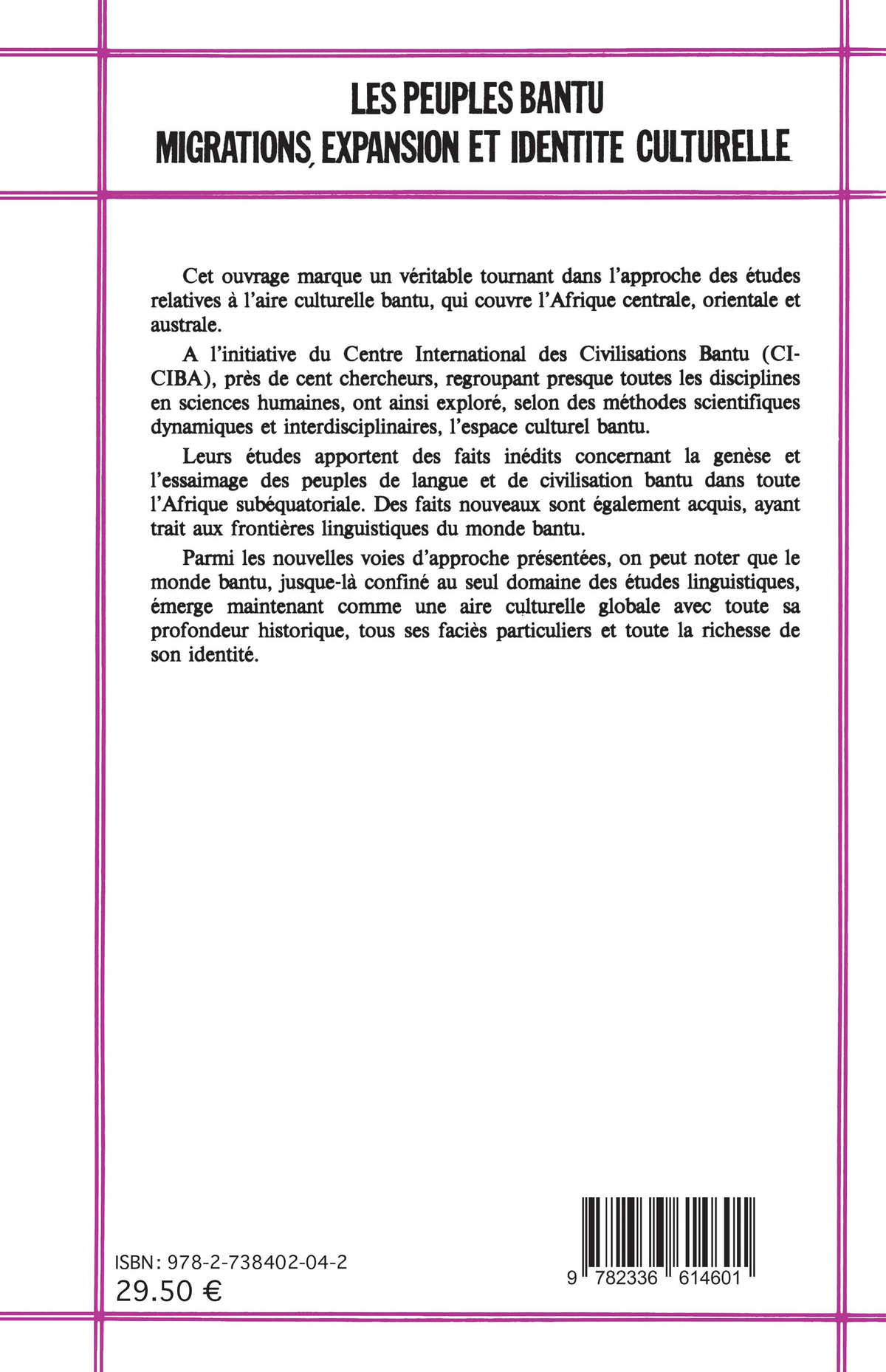 Les Peuples Bantu Tome II – 4ème de couverture