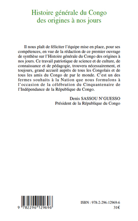 4ème de couverture – Histoire générale du Congo des origines à nos jours Tome II